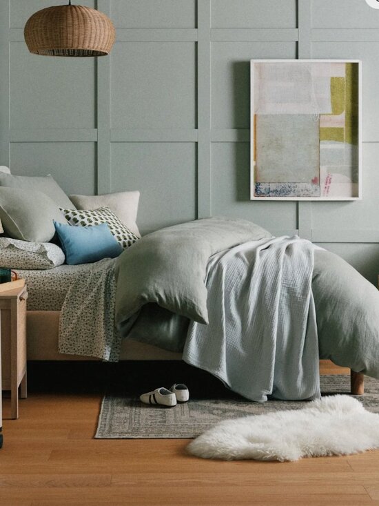 Quince Other - Quince European Linen Duvet Cover Set, Queen / Full in Willowleaf/Green (flaw)
